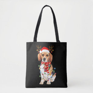Bolsa Tote Beagle Natal Tee Reindeer Luzes De Natal