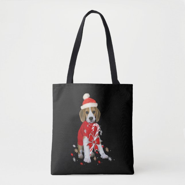 Bolsa Tote Beagle Puppy Christmas Baby Body (Frente)