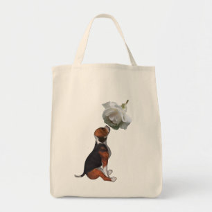 Bolsa Tote Beagle Puppy White Rose Toag