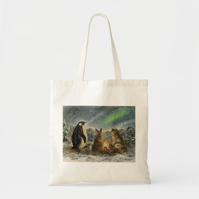 Bolsa Tote Beam Lingering Whimsical Aurora Animals Painting (Frente)