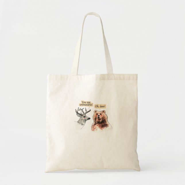 Bolsa Tote Bear And Deer Conversation Funny Wildlife Tote Bag (Frente)