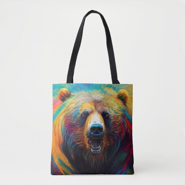 Bolsa Tote Bear Grizzly Animal Discovery Adventure Nature Pla (Frente)