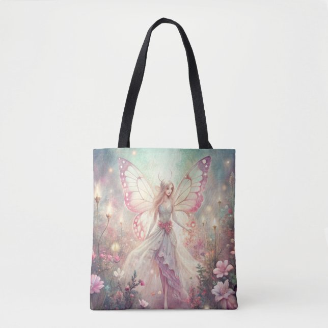 Bolsa Tote Beautiful Fairy in Garden (Frente)
