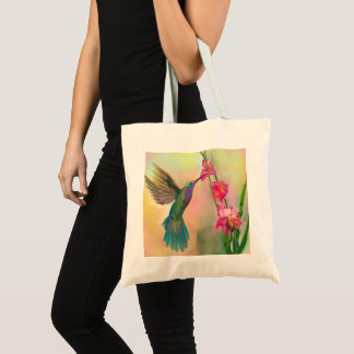 Bolsa Tote Beautiful Hummingbird and Flower Tote Bag