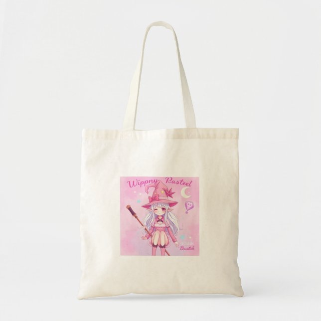 Bolsa Tote Beautifully Designed Cute Looking Witch in Pastel (Frente)