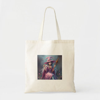 Bolsa Tote Beautifully Designed Cute Looking Witch in Pastel