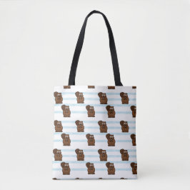 Bolsa Tote Beaver em faixas azuis