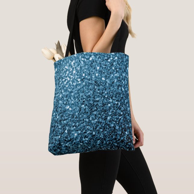 Bolsa Tote Bebê azul claro brilho falso faísca (Close Up)