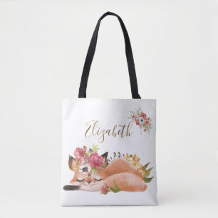 Bolsa Tote Bebê de raposa de aquarela