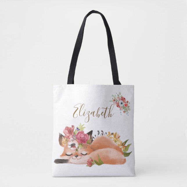 Bolsa Tote Bebê de raposa de aquarela (Frente)