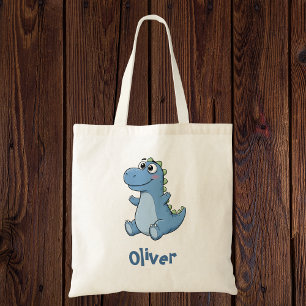 Bolsa Tote Bebê Dinossauro Azul Adorável Cartoon
