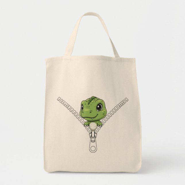 Bolsa Tote Bebê dinossauro fofo espiando (Frente)