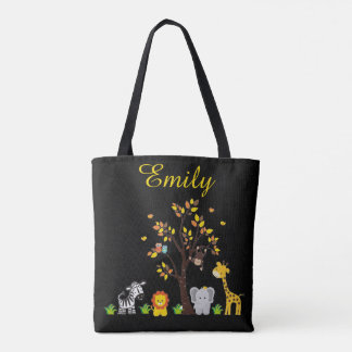 Bolsa Tote Bebê do animal do berçário do safari de selva do