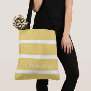 Bolsa Tote Bebê do vintage amarelo e listras brancas