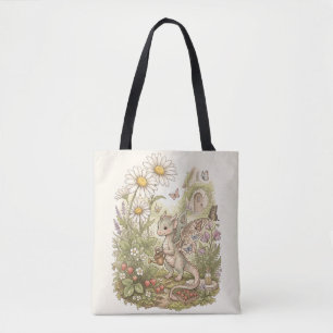 Bolsa Tote Bebê Dragão Fofo Fazendo Jardinagem em Casa de Con