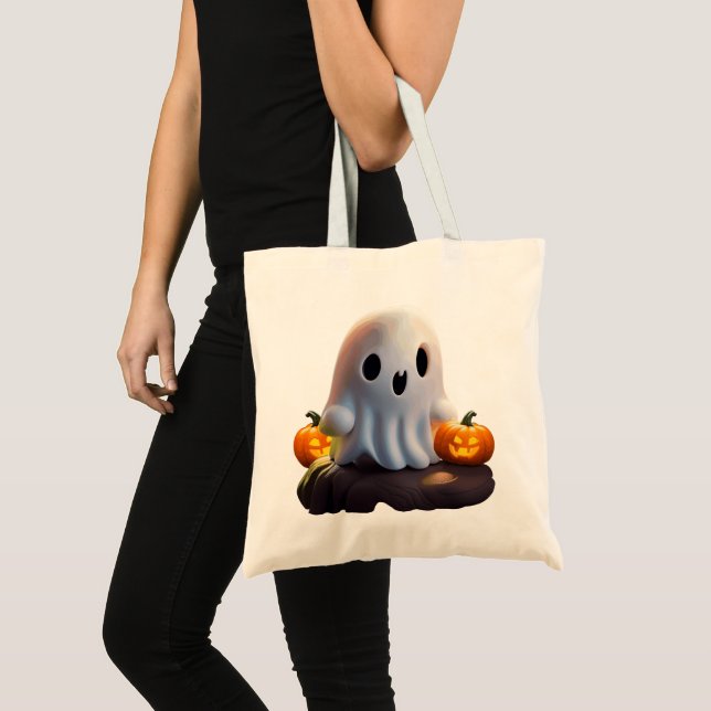 Bolsa Tote Bebê Fantasma Caráter de Dia das Bruxas (Frente (produto))