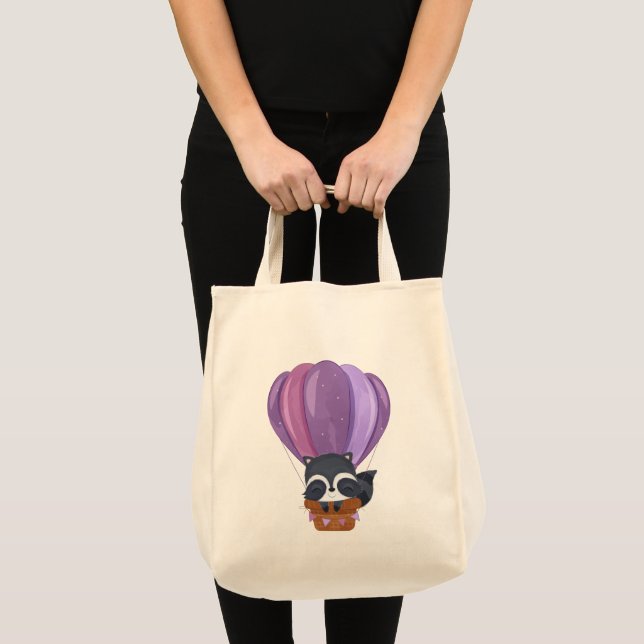 Bolsa Tote Bebê Guaxinim Cartoon Flores Fofas (Frente (produto))
