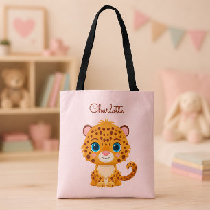 Bolsa Tote Bebê Leopardo Fofo Animais de Safari Crianças