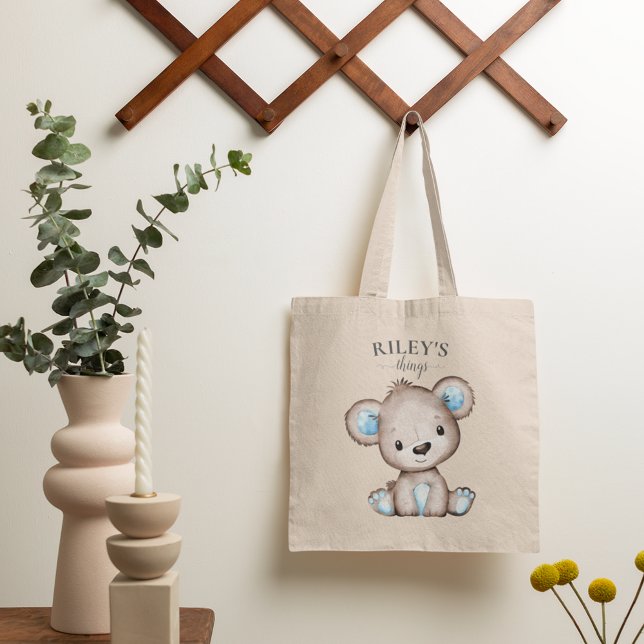 Bolsa Tote Bebê Monograma De Urso Castanho Gelado (Criador carregado)