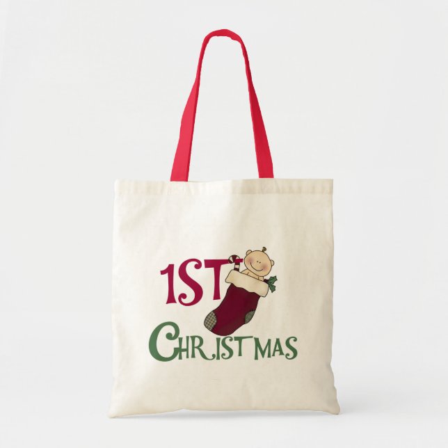 Bolsa Tote Bebê Natal da meia no ø (Frente)