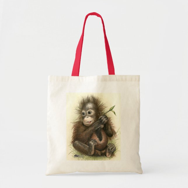 Bolsa Tote Bebê Orangotango Com Folhas (Frente)