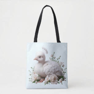Bolsa Tote Bebê Pavão Adorável & Flores: Delícia da Natureza