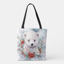 Bolsa Tote Bebê Polar Bear Cub Fita De Natal