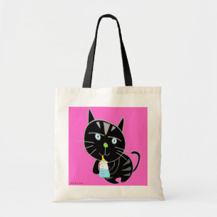 Bolsa Tote Bebê Preto Gato Bebida Saco De Leite