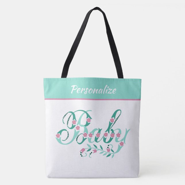 Bolsa Tote Bebê Rosa Elegante Bonito Personalizado (Frente)