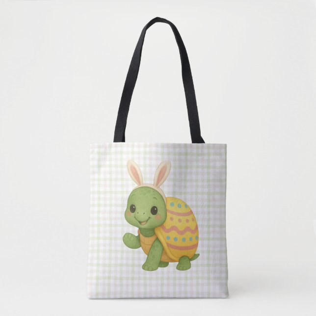 Bolsa Tote Bebê tartaruga fofa de Páscoa/Primavera (Frente)