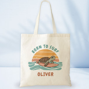 Bolsa Tote Bebê Tartaruga Marinha Vibrações de Surf Retrô - N