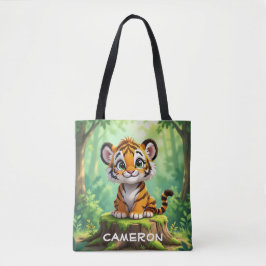 Bolsa Tote Bebê Tigre | Arte de Berçário Infantil de Desenho