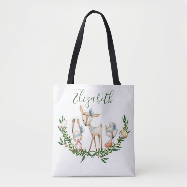 Bolsa Tote Bebê veado em aquarela fofa  (Frente)