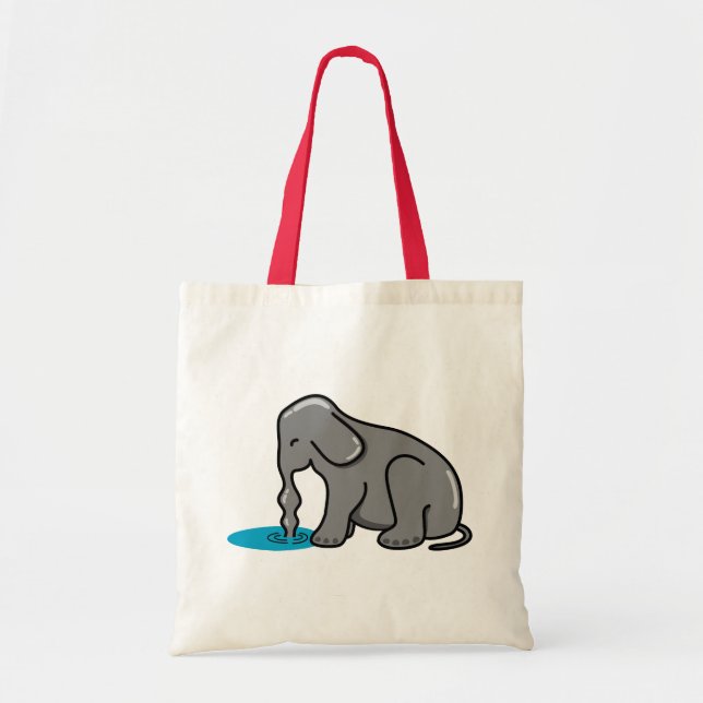 Bolsa Tote Bebendo de elefante (Cinza) (Frente)
