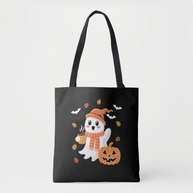 Bolsa Tote Bebendo Fantasma Bonito Café de Gelo (Frente)