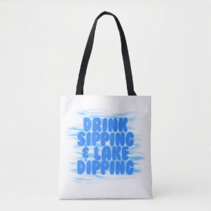 Bolsa Tote Beber Escadas e Lagoas Dipando Fundo Azul Água