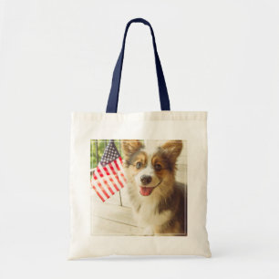 Bolsa Tote Bebês Mais Pobres American Flag Corgi