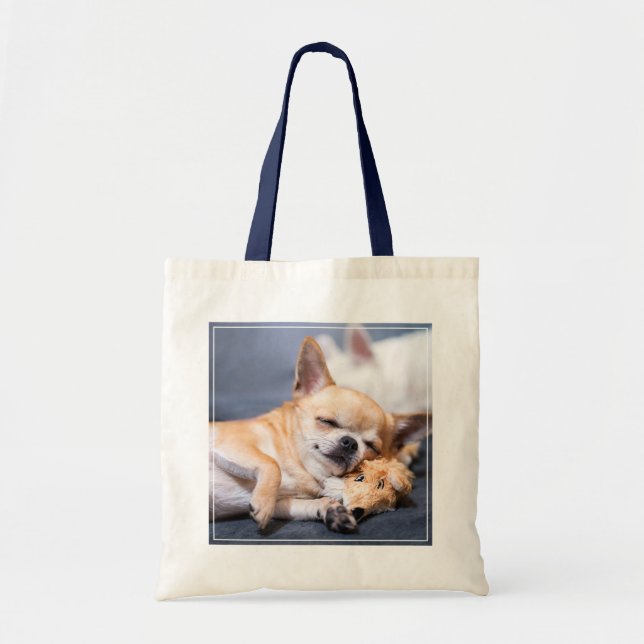 Bolsa Tote Bebês Mais Pobres | Cão Chihuahua de cabelos verme (Frente)