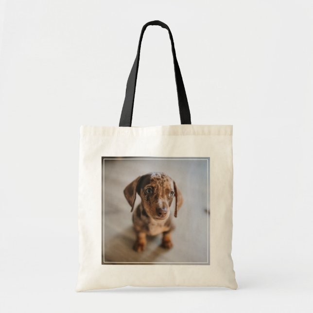Bolsa Tote Bebês Mais Pobres | Castanho Dachshund Puppy (Frente)