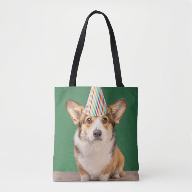 Bolsa Tote Bebês Mais Pobres | Corgi Birthday Puppy (Frente)
