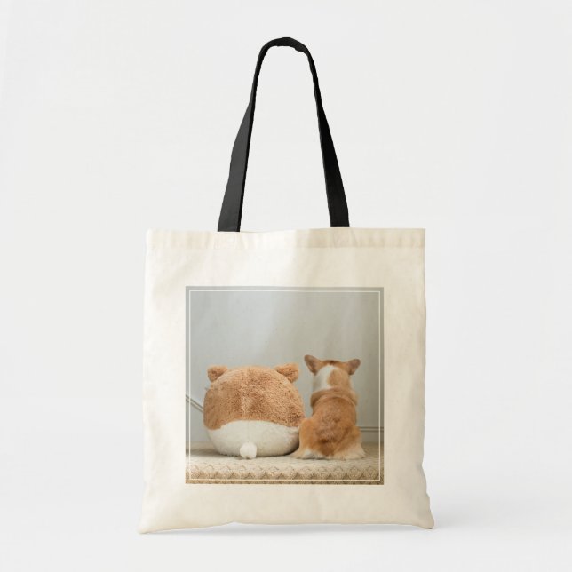 Bolsa Tote Bebês Mais Pobres | Corgi & Plush Puppy (Frente)