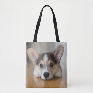 Bolsa Tote Bebês Mais Pobres Corgi Puppy Olhando