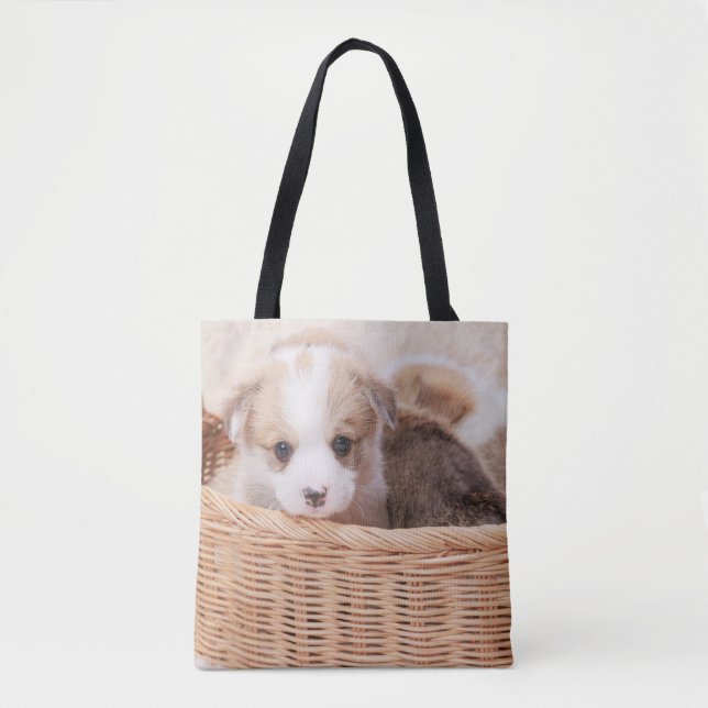 Bolsa Tote Bebês Mais Pobres | Corgi Tiny Puppy (Frente)