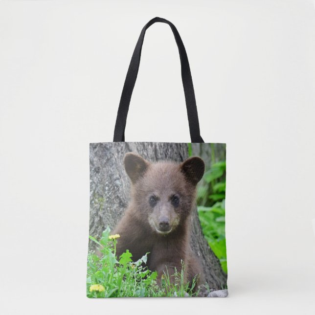 Bolsa Tote Bebês Mais Pobres | Cubo-Urso-Marrom (Frente)