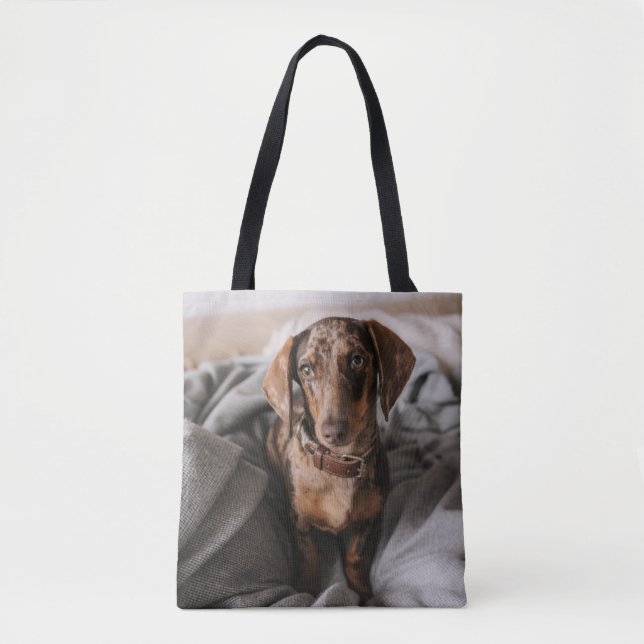 Bolsa Tote Bebês Mais Pobres | Dachshund De Chocolate (Frente)