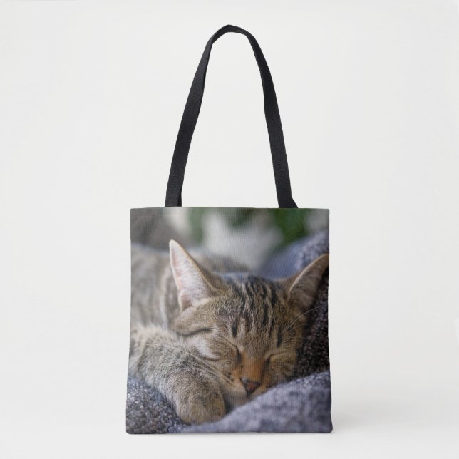 Bolsa Tote Bebês Mais Pobres | Dormir De Tabby Kitten (Frente)