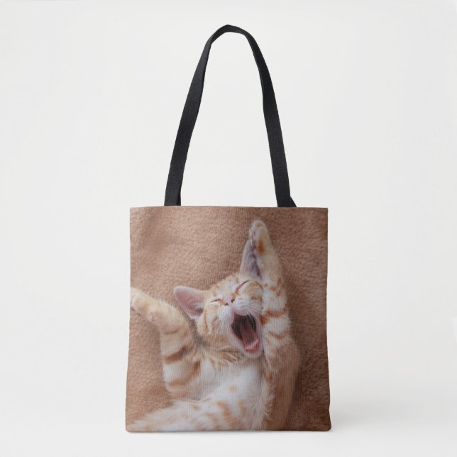 Bolsa Tote Bebês Mais Pobres | Ginger Kitten Yawning (Frente)