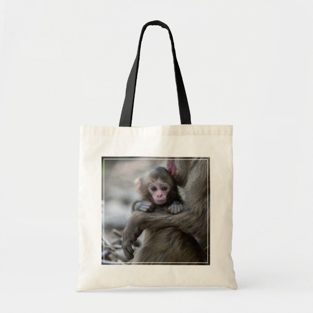 Bolsa Tote Bebês Mais Pobres | Macaco japonês e bebê (Frente)