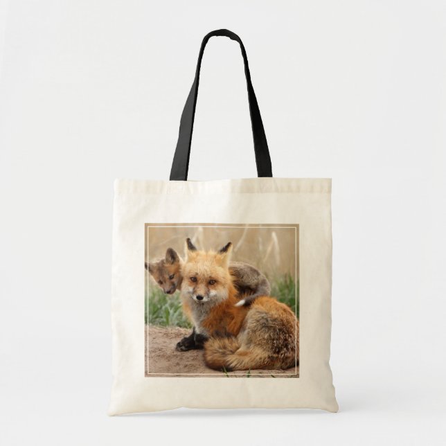 Bolsa Tote Bebês Mais Pobres | Raposa vermelha e bebê (Frente)