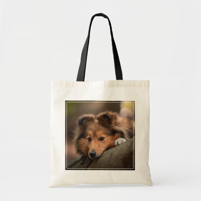 Bolsa Tote Bebês Mais Pobres | Shetland Sheepdog Puppy (Frente)